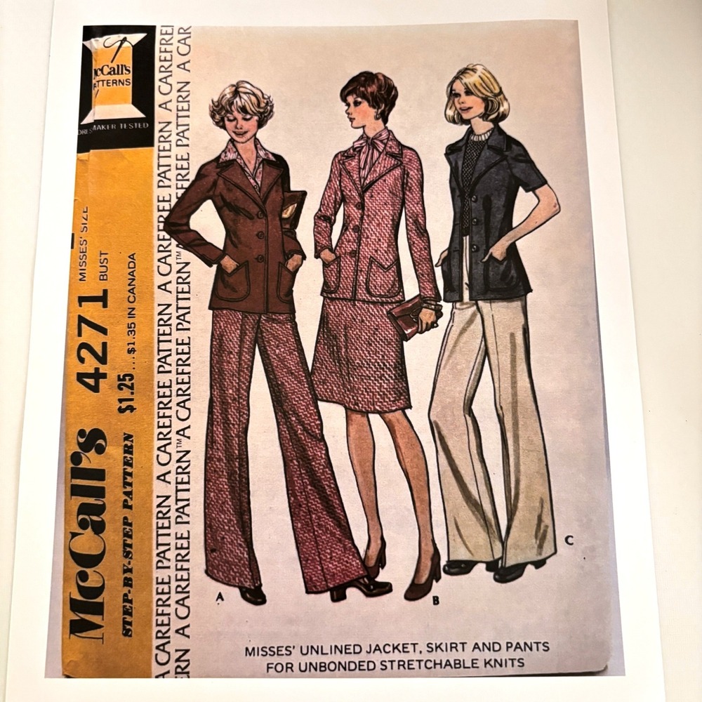 McCalls 4271 Retro Suit Capsule Jacket Skirt Pants Sz 10 No Envelope Complete